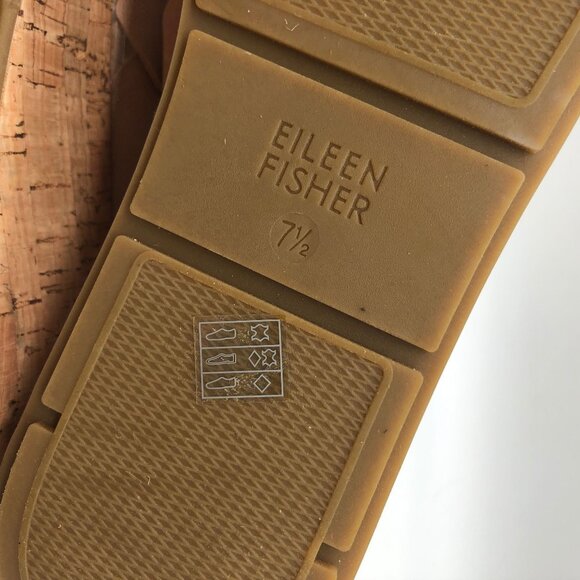 Eileen Fisher Timor Tan Nubuk Cork Wedge Sandals Open Toe Size 7.5 - Picture 7 of 7